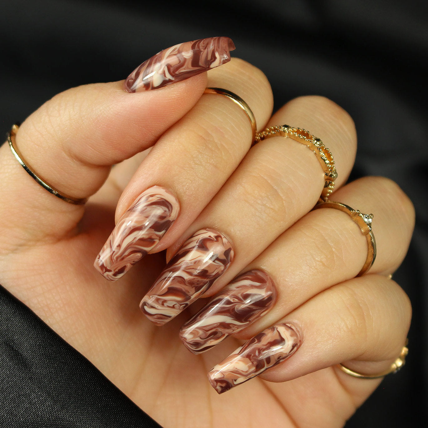 Dark Chocolate Swirl Nail Design